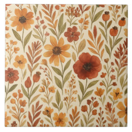 Golden Rustit Autumn Blommigt fall vibes Kakelplatta