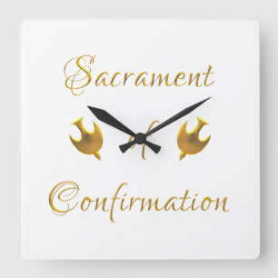 Golden Sacrament of Confirmation and Heliga Spirit Fyrkantig Klocka