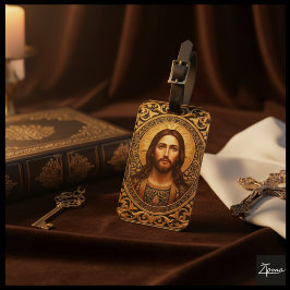 Golden Sacred Icon - Jesus Bagagebricka