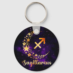Golden Sagittarius Zodiac Nyckelring