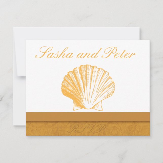 Golden Sand Snäcka Beach Wedding OSA kort (Framsida)