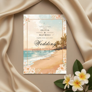 Golden Sands Tropical Beach Wedding Inbjudningar