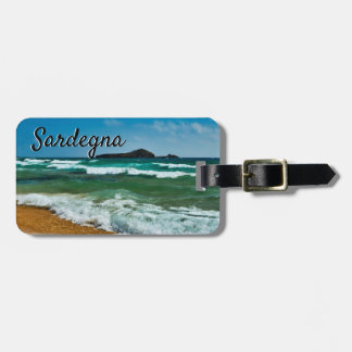 Golden sandstrand Chia, Sardiniens Italien (råhav) Bagagebricka