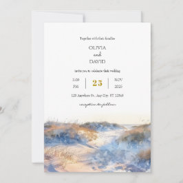 Golden Sandy Coastal Dunes Sunrise Beach Wedding Inbjudningar