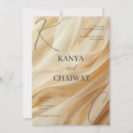 Golden Satin Luxe Wedding Invitation | Sparkle Cre Julkort