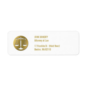 Golden Scale of Justice Lag Returadress Etikett