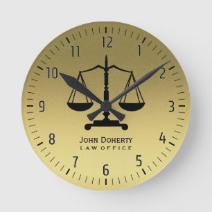 Golden Scale of Justice Rund Klocka