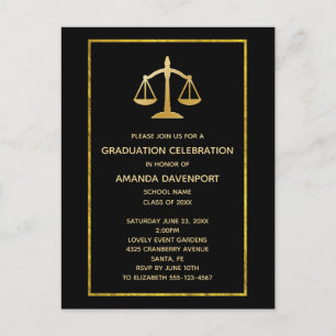 Golden Scale of Justice Theme Studenten Inbjudan Vykort
