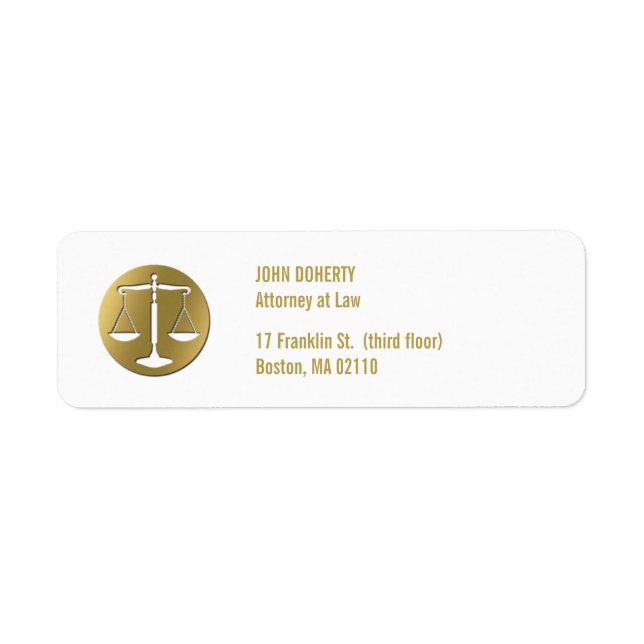 Golden Scales of Justice | Lag Returadress Etikett (Framsidan)