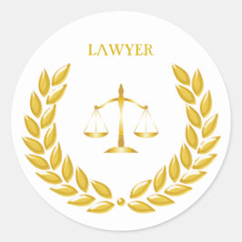 Golden Scales of Justice Lawyer on White Runt Klistermärke