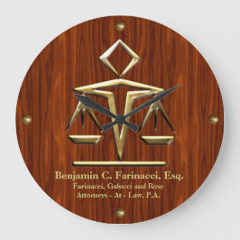 Golden Scales of Justice on Cherry (Personlig) Stor Klocka