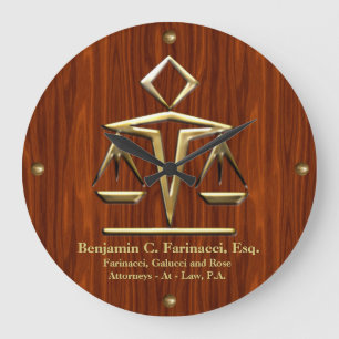 Golden Scales of Justice on Cherry (Personlig) Stor Klocka