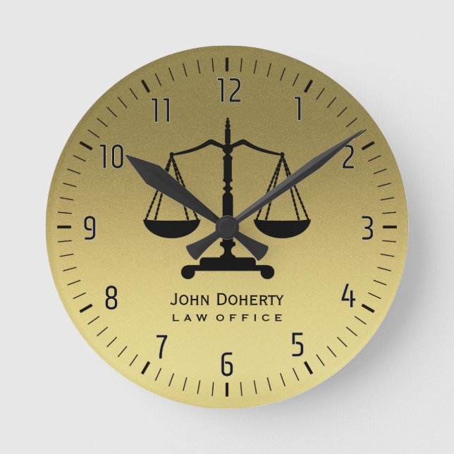 Golden Scales of Justice Rund Klocka (Framsida)