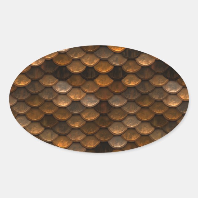 Golden Scales Ovalt Klistermärke (Framsida)