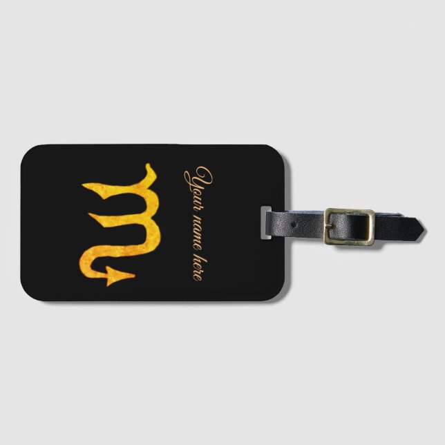 Golden Scorpio Astrology Symbol Bagagebricka (Framsida horisontal)