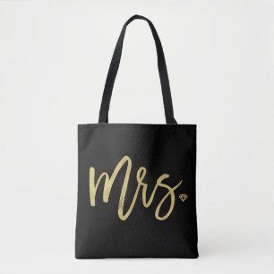 Golden Script Brudens sida Bröllop Tote Bag Tygkasse