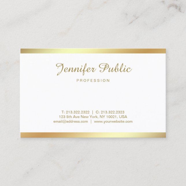 Golden Script Calligraphy Handskriftlig smakfull Visitkort (Framsida)