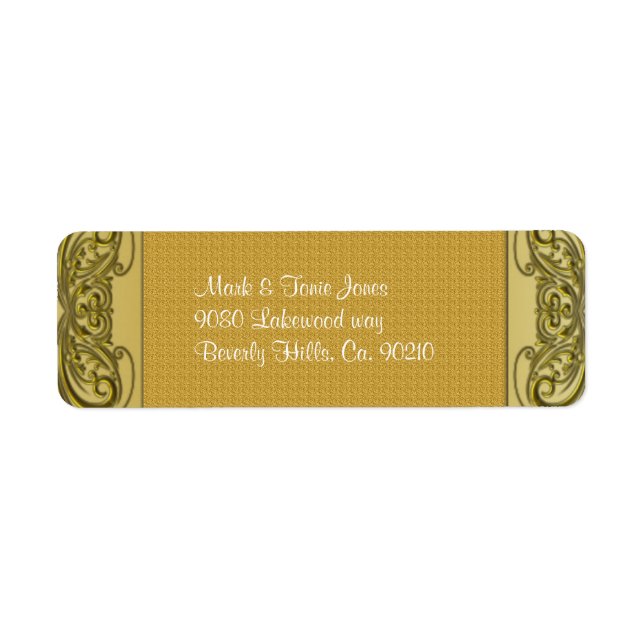 Golden Scrollss femtionde Bröllop-årsdagen Returadress Etikett (Framsidan)