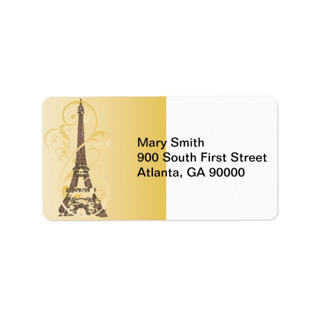 Golden Scrollss och Eiffel Torn Adressetikett (Framsidan)