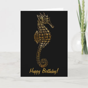 Golden SEA HORSE Funny födelsedagsserie Kort