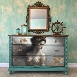 Golden Sea Queen Sjöjungfru Decoupage
