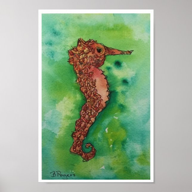 Golden Seahorse 5x7 Poster (Framsidan)