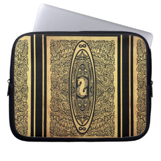 Golden Seahorse Mandala - Ornate Infinity Design Laptop Sleeve