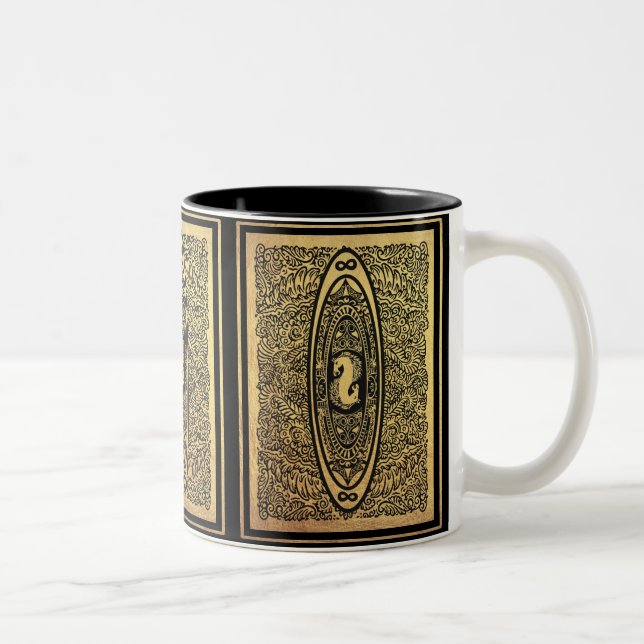 Golden Seahorse Mandala - Ornate Infinity Design Två-Tonad Mugg (Höger)