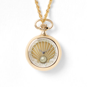 Golden Seashell och Pearl Bokeh Bling Armbandsur