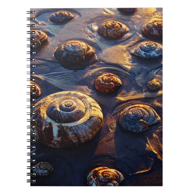 Golden Seashells Beach Sand Notebook Anteckningsbok (Framsidan)