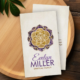 Golden Seed of life in Amethyst lotus Visitkort