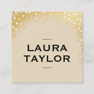 Golden Sequin Beige Black Fyrkantigt Visitkort