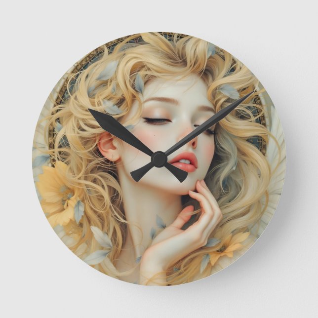 Golden Seraph - gel av Light and Grace Rund Klocka (Framsida)