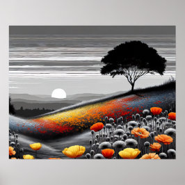 "Golden Serenity - A Dance of Färg and Contrast" Poster