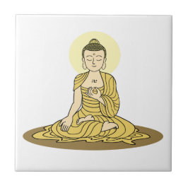 Golden Serenity Buddha keramisk panel Kakelplatta