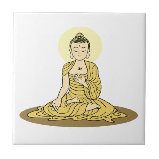 Golden Serenity Buddha keramisk panel Kakelplatta