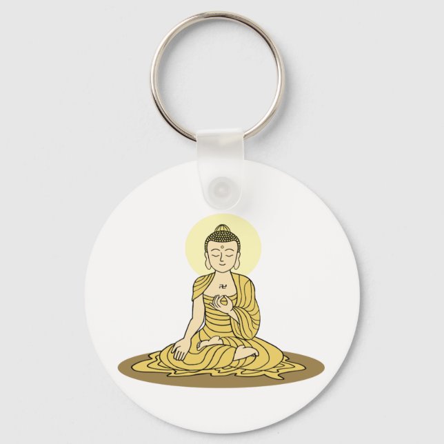 Golden Serenity Buddha Keychain Nyckelring (Framsida)