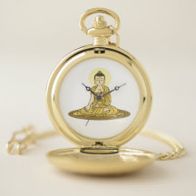 Golden Serenity Buddha Pocket Watch