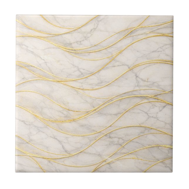 Golden Serenity Marble Waves – Luxury Seamless Kakelplatta (Framsidan)