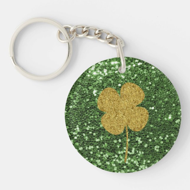 Golden Shamrock Grönt Faux Glitter (Framsidan)