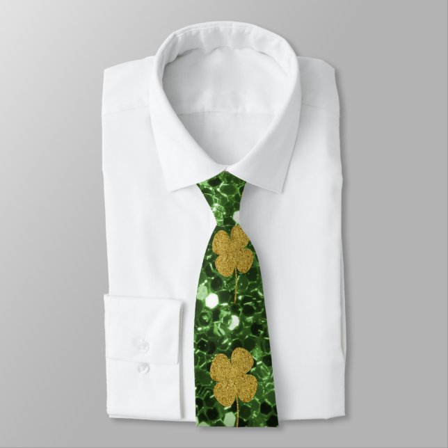 Golden Shamrocks Grönt Faux Glitter Slips (Bunden)