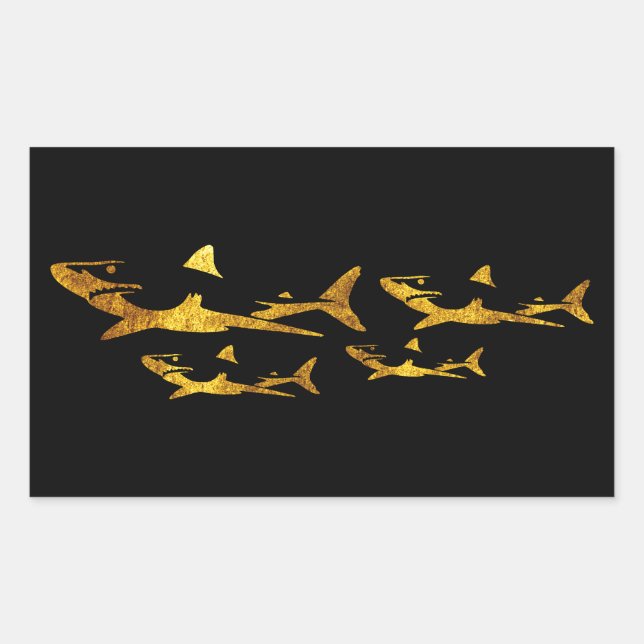 Golden Sharks Rektangulärt Klistermärke (Framsida)