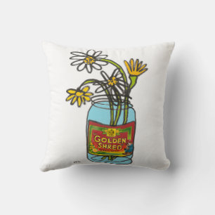 Golden sharmalade burk med blommor i vatten kudde