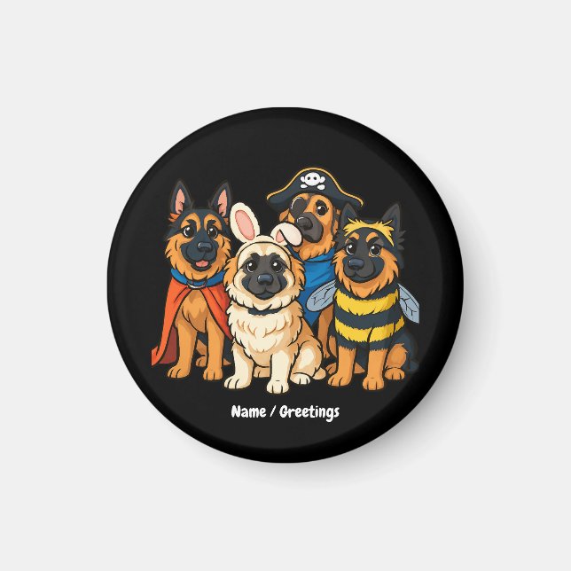 Golden Shepherd Ghost Hund Halloween Funny Spooky Magnet (Framsidan)