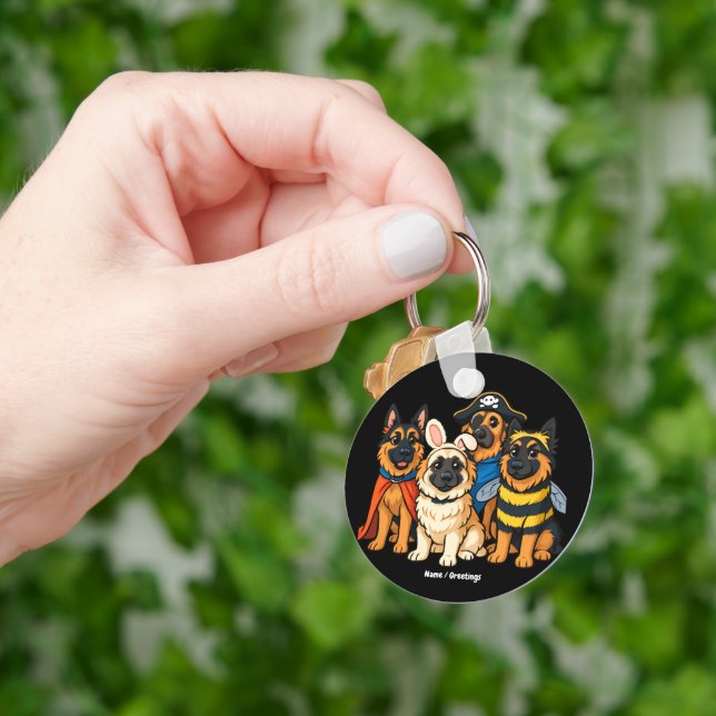 Golden Shepherd Ghost Hund Halloween Funny Spooky Nyckelring (Hand)