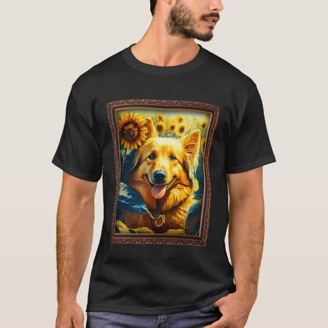 Golden Shepherd Painting Sunflower Flower Mom Wome T Shirt (Framsida)