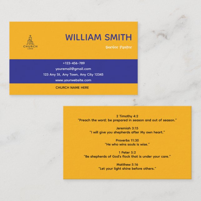 Golden Shepherd Pastor Business Card Visitkort (Fram/baksida)