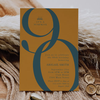 Golden Shh It's a Surprise 90th Birthday Party Inbjudningar