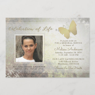 Golden Shimmer Butterfly Memorial Service Inbjudan