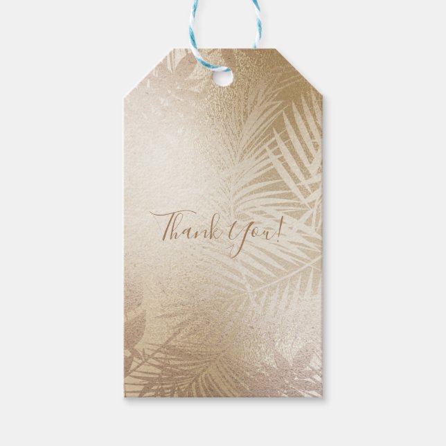 Golden Shine Botanical Tropical Handflatan Träd Lö Presentetikett (Framsidan)
